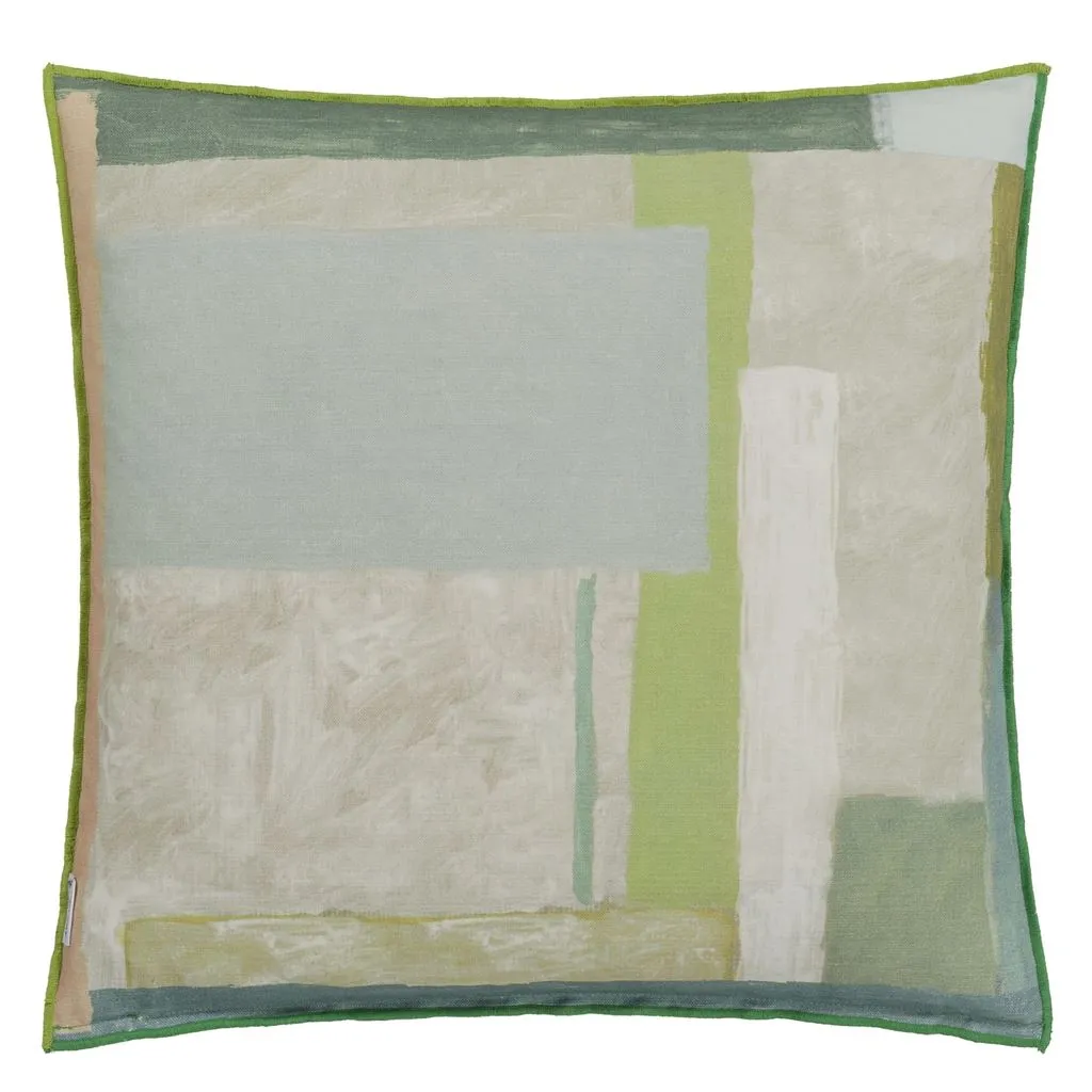 Celadon Vase Celadon Cotton Throw Pillow by Designers Guild