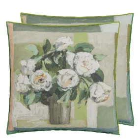 Celadon Vase Celadon Cotton Throw Pillow by Designers Guild