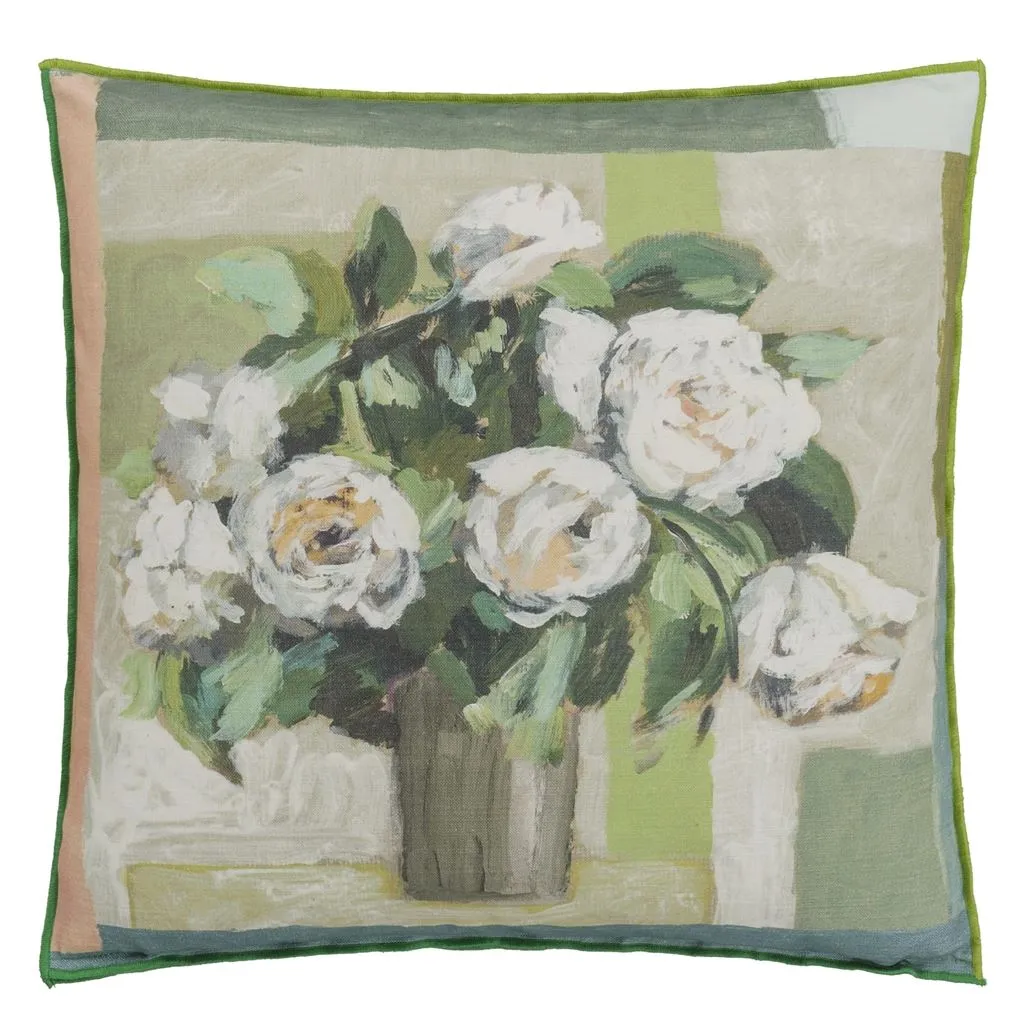 Celadon Vase Celadon Cotton Throw Pillow by Designers Guild