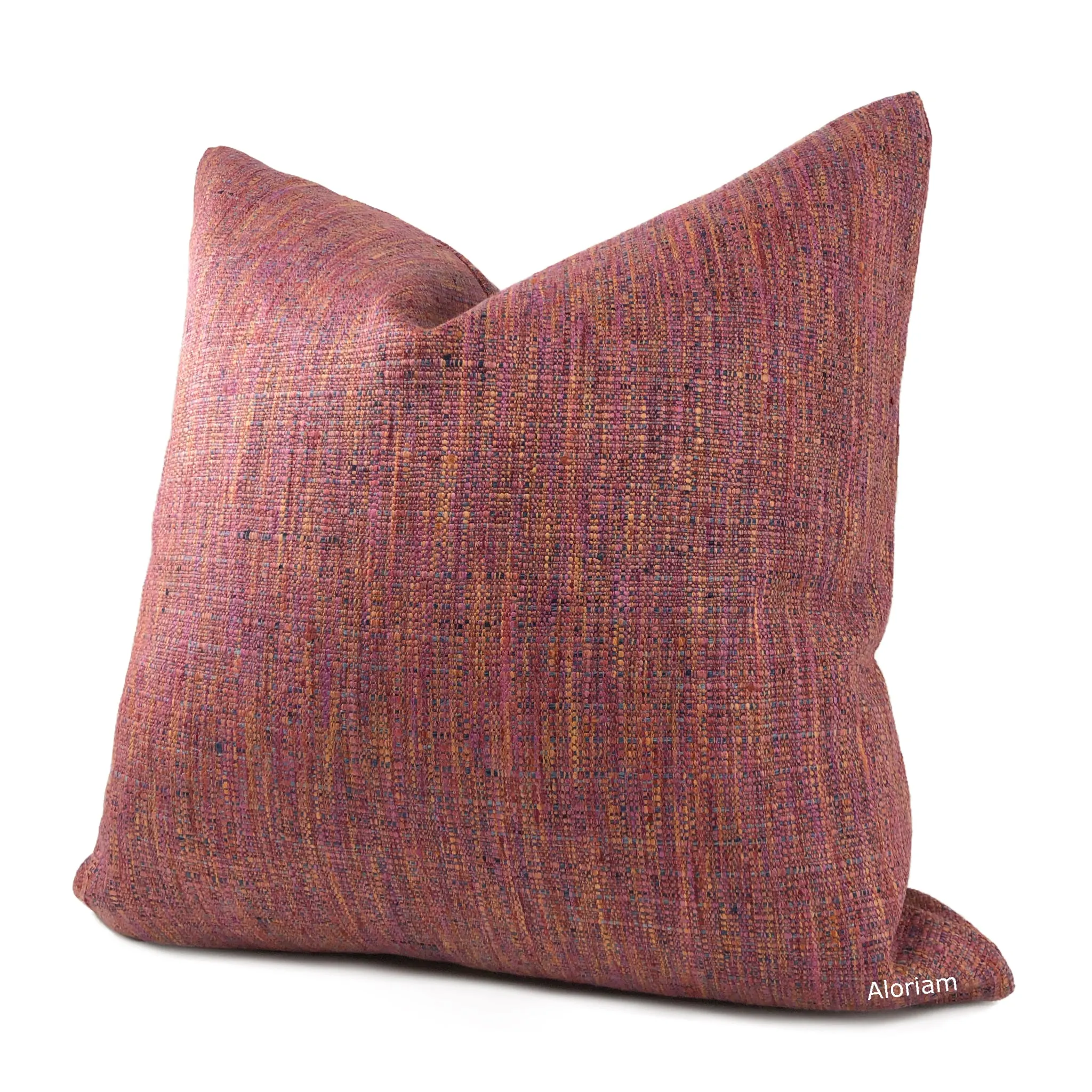 Chantel Pink Orange Blue Mix Basketweave Pillow Cover (Fabric by the Yard available)