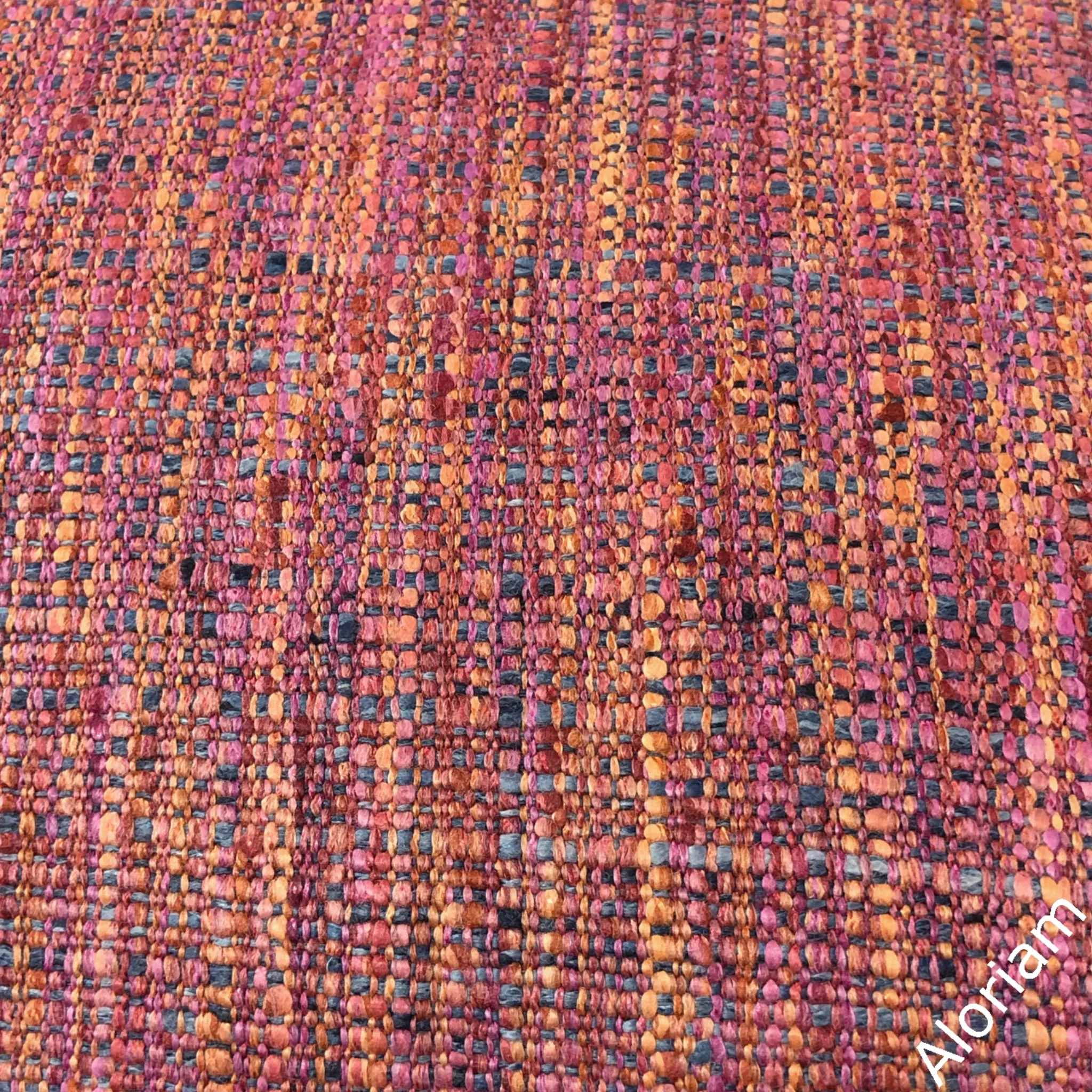 Chantel Pink Orange Blue Mix Basketweave Pillow Cover (Fabric by the Yard available)