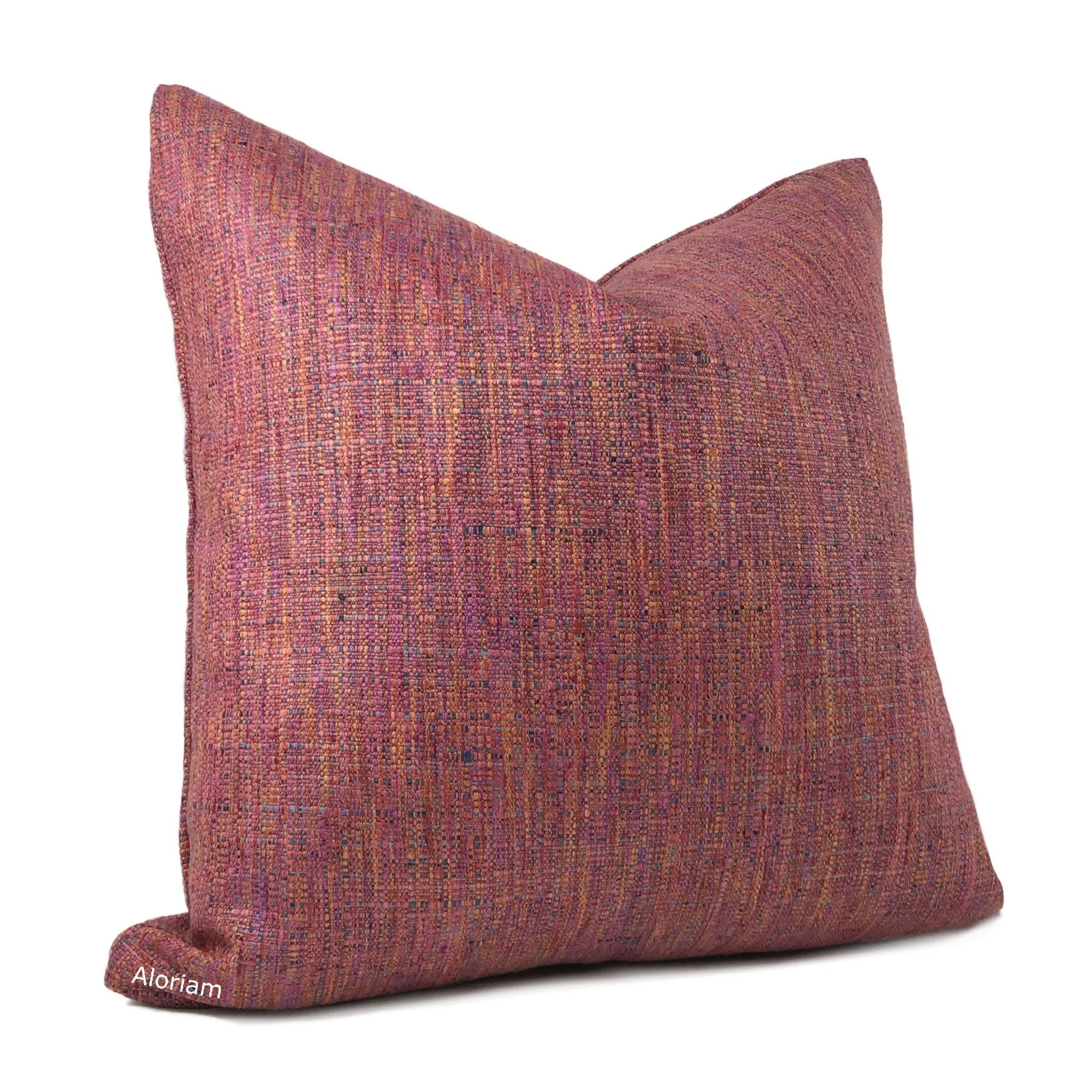 Chantel Pink Orange Blue Mix Basketweave Pillow Cover (Fabric by the Yard available)