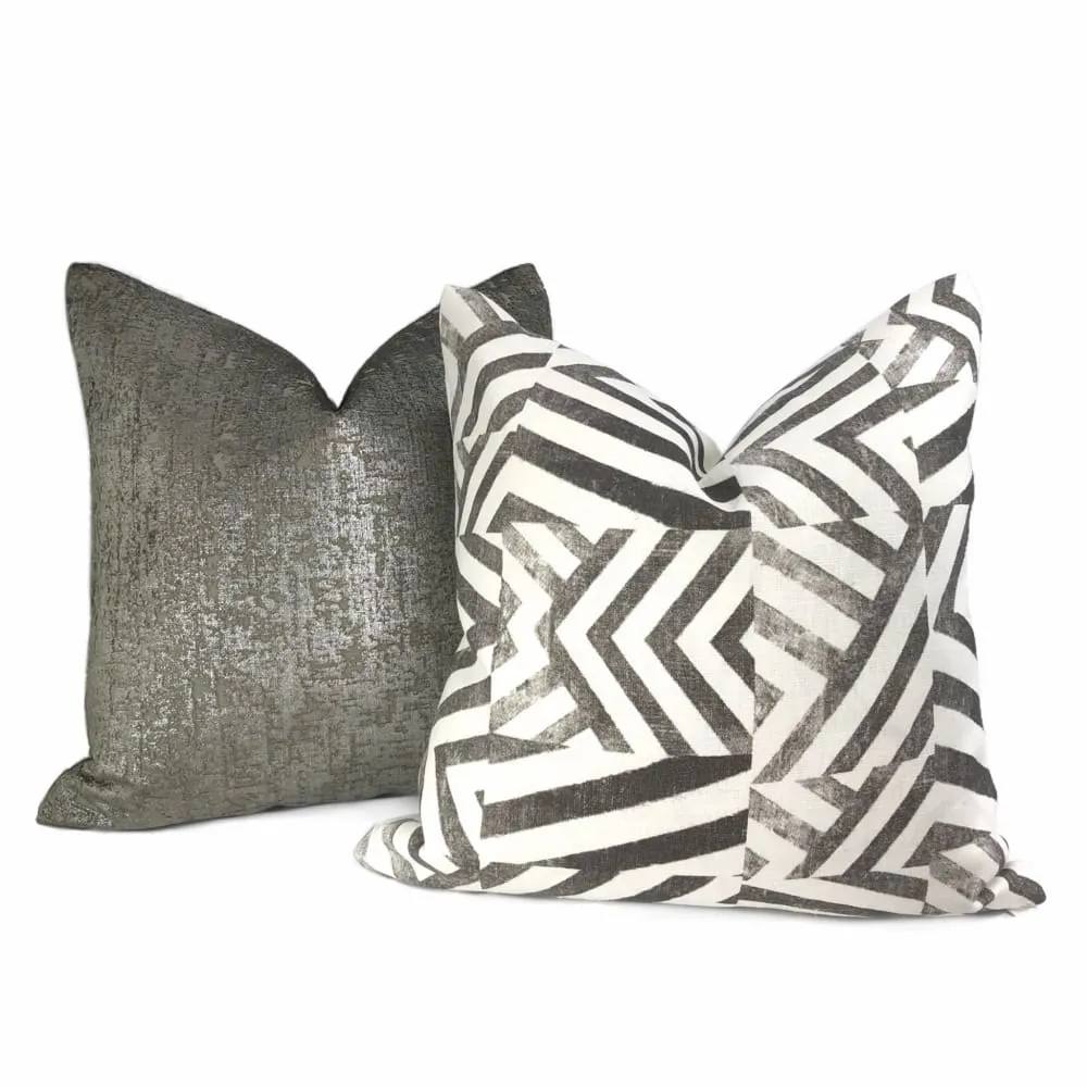 (CLEARANCE) Delancey Black White Modern Crosshatch Pillow Cover