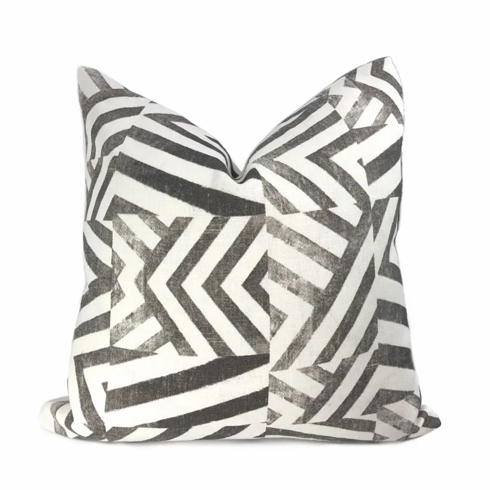 (CLEARANCE) Delancey Black White Modern Crosshatch Pillow Cover