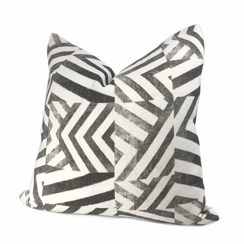 (CLEARANCE) Delancey Black White Modern Crosshatch Pillow Cover