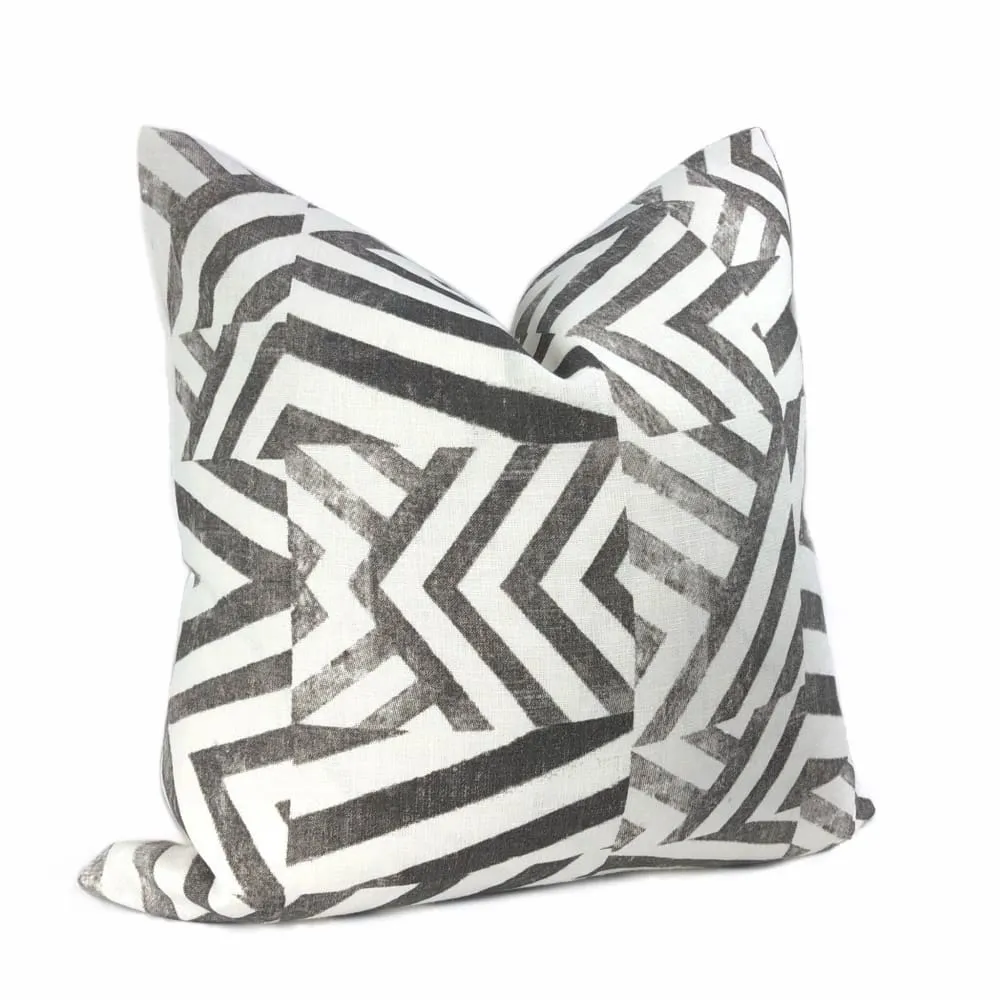 (CLEARANCE) Delancey Black White Modern Crosshatch Pillow Cover