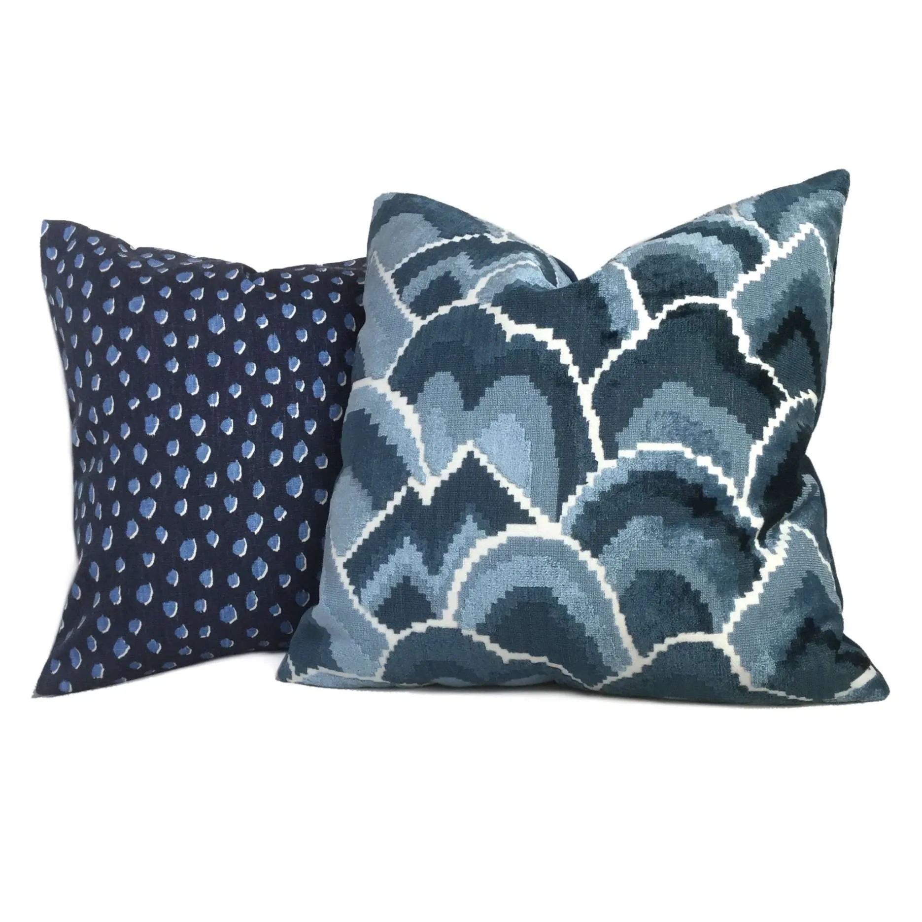 (CLEARANCE) Robert Allen Madcap Cottage Cloud Club Ocean Blue Velvet Pillow Cover