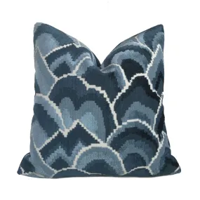 (CLEARANCE) Robert Allen Madcap Cottage Cloud Club Ocean Blue Velvet Pillow Cover