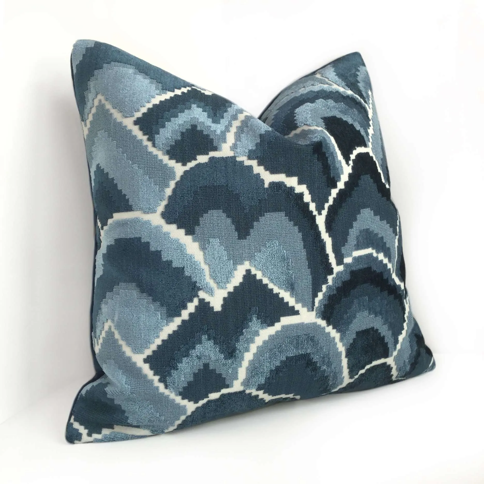 (CLEARANCE) Robert Allen Madcap Cottage Cloud Club Ocean Blue Velvet Pillow Cover