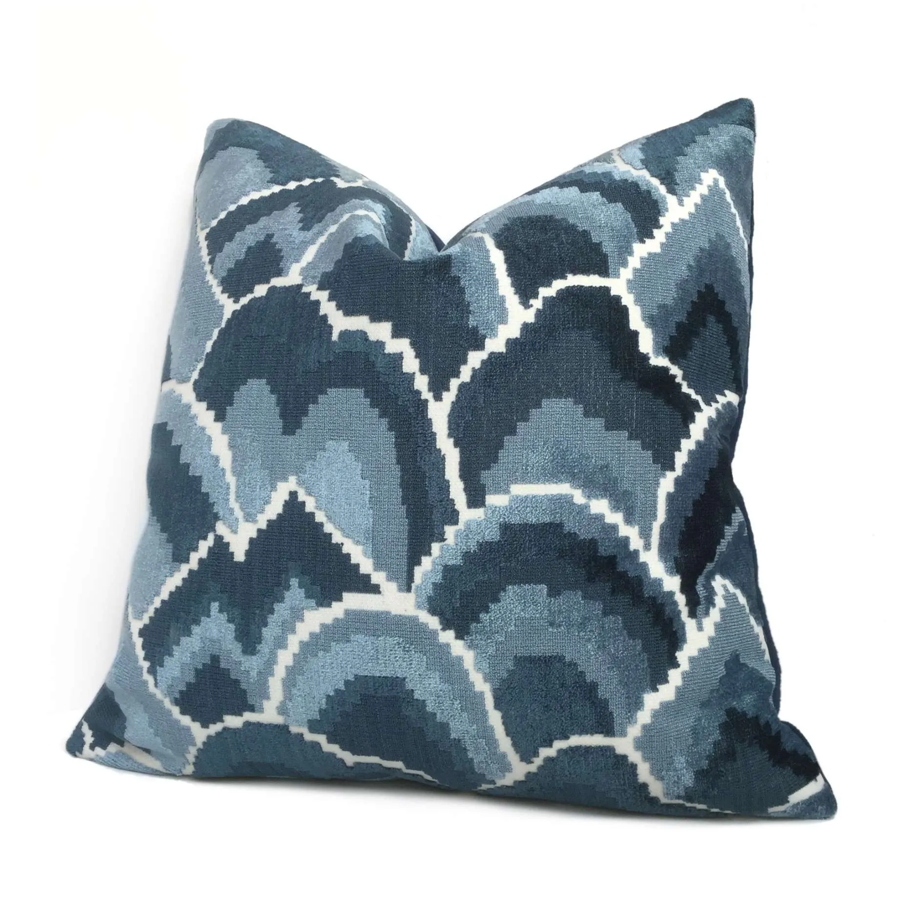 (CLEARANCE) Robert Allen Madcap Cottage Cloud Club Ocean Blue Velvet Pillow Cover