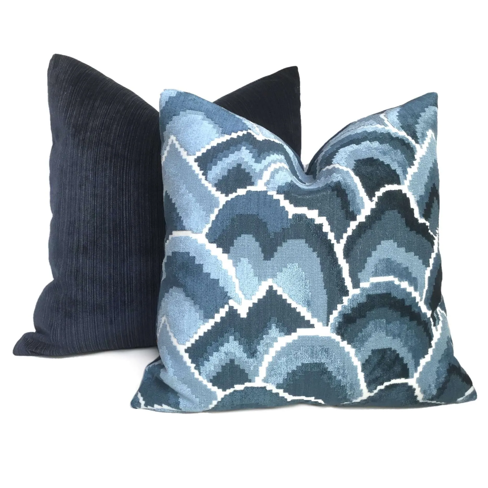 (CLEARANCE) Robert Allen Madcap Cottage Cloud Club Ocean Blue Velvet Pillow Cover