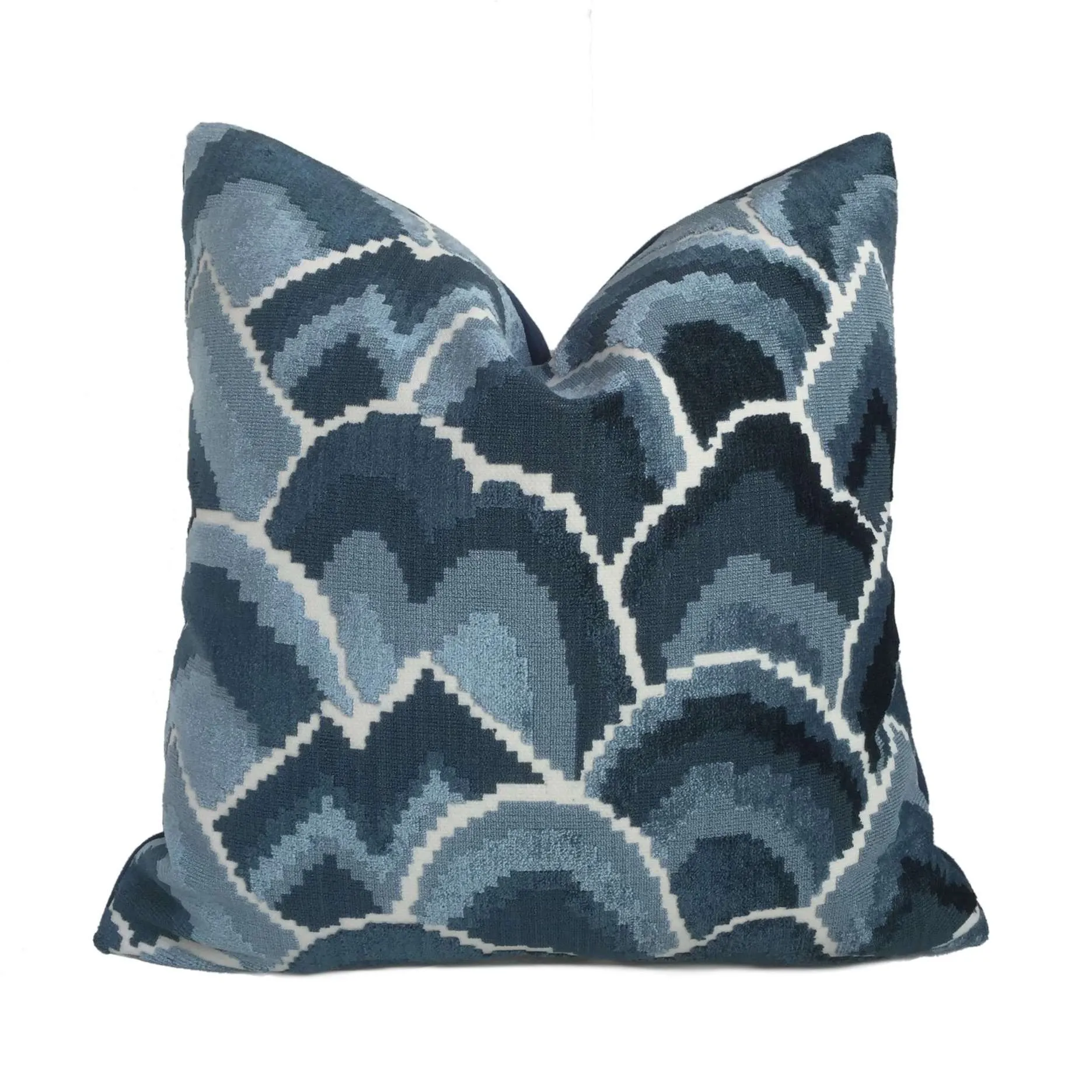 (CLEARANCE) Robert Allen Madcap Cottage Cloud Club Ocean Blue Velvet Pillow Cover