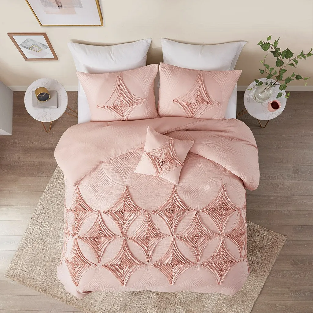 Colette 4 Piece Blush Comforter Set  by Madison Park