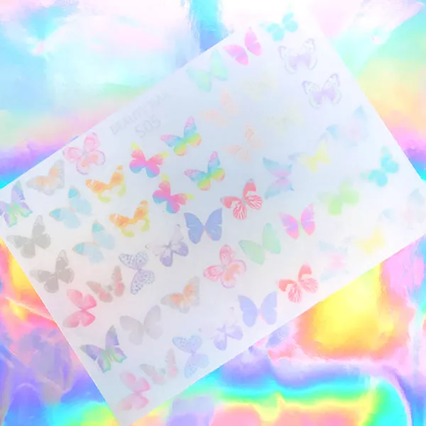 Colourful Butterfly Shrink Plastic Sheet | Cute Jewellery Making | Kawaii Embellishment DIY | Nail Deco (1 Sheet / Translucent)