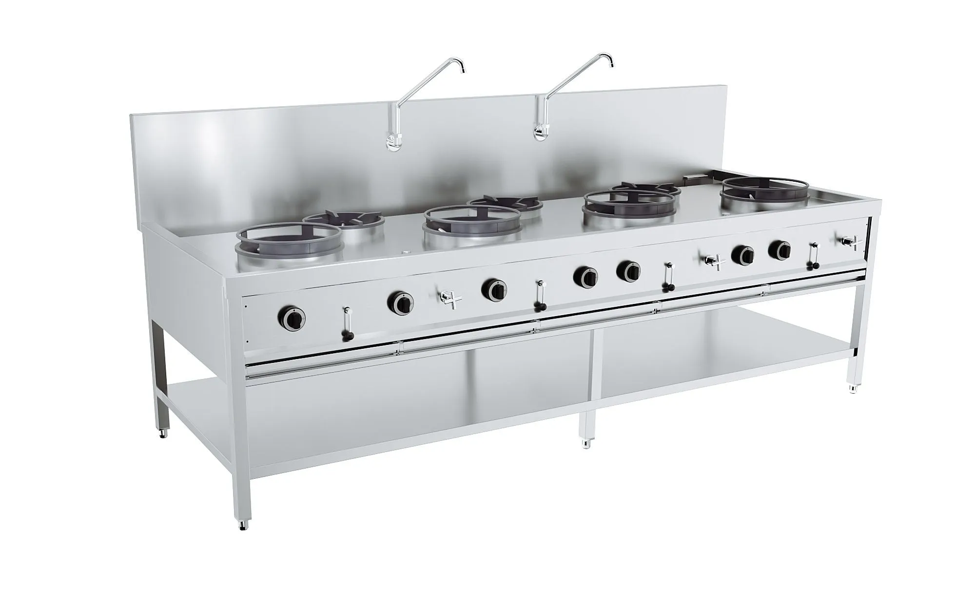 Combisteel Gas Wok 7 Burner Stove Cooker 4 x 17kW   3 x 9kW - 7178.1215