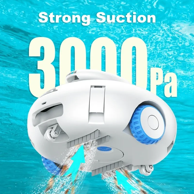 Cordless Robotic Pool Cleaner - Powerful Suction Rechargeable Battery Pool Vacuum