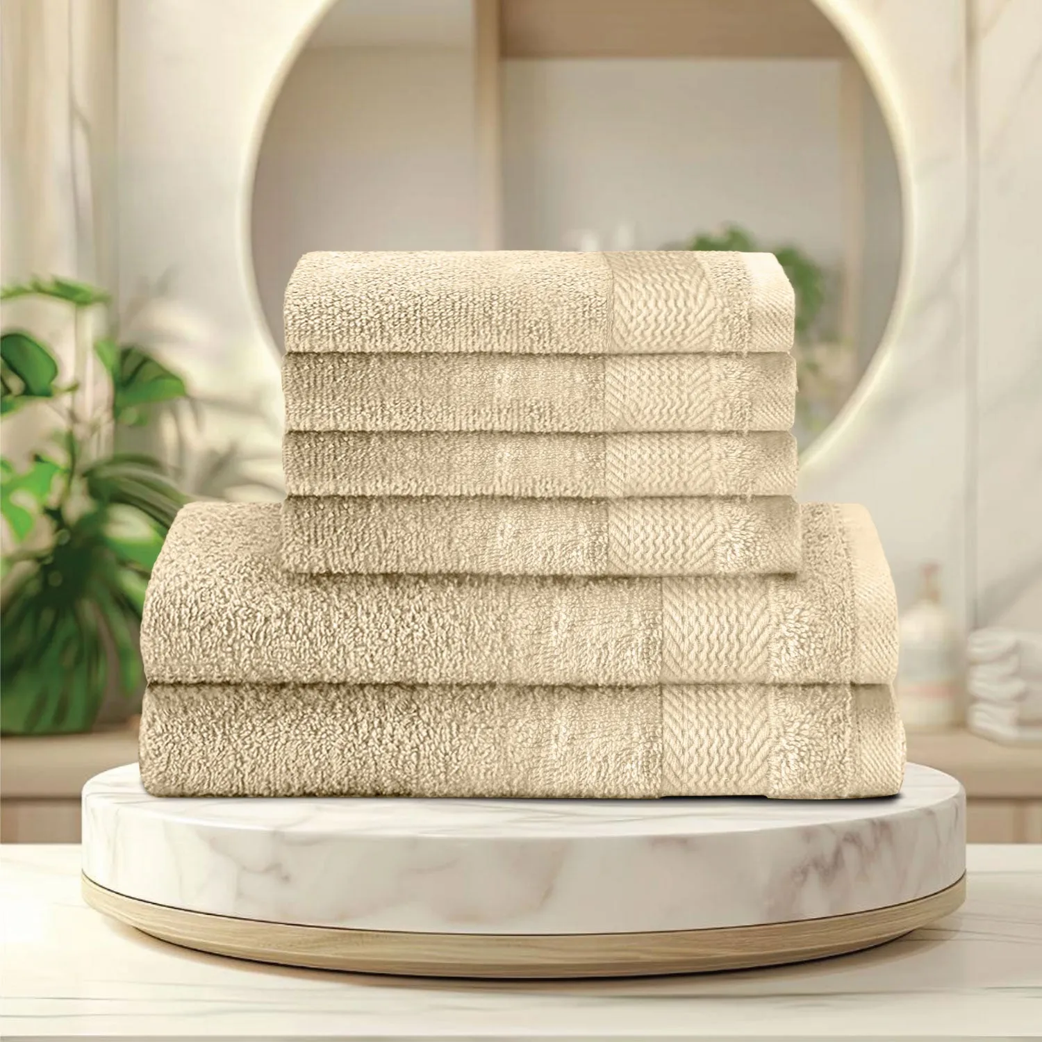 Cotton Face Towel and Hand Towel 6 Piece Set-Soft Feel, Quick Dry, Highly Absorbent Durable Towels