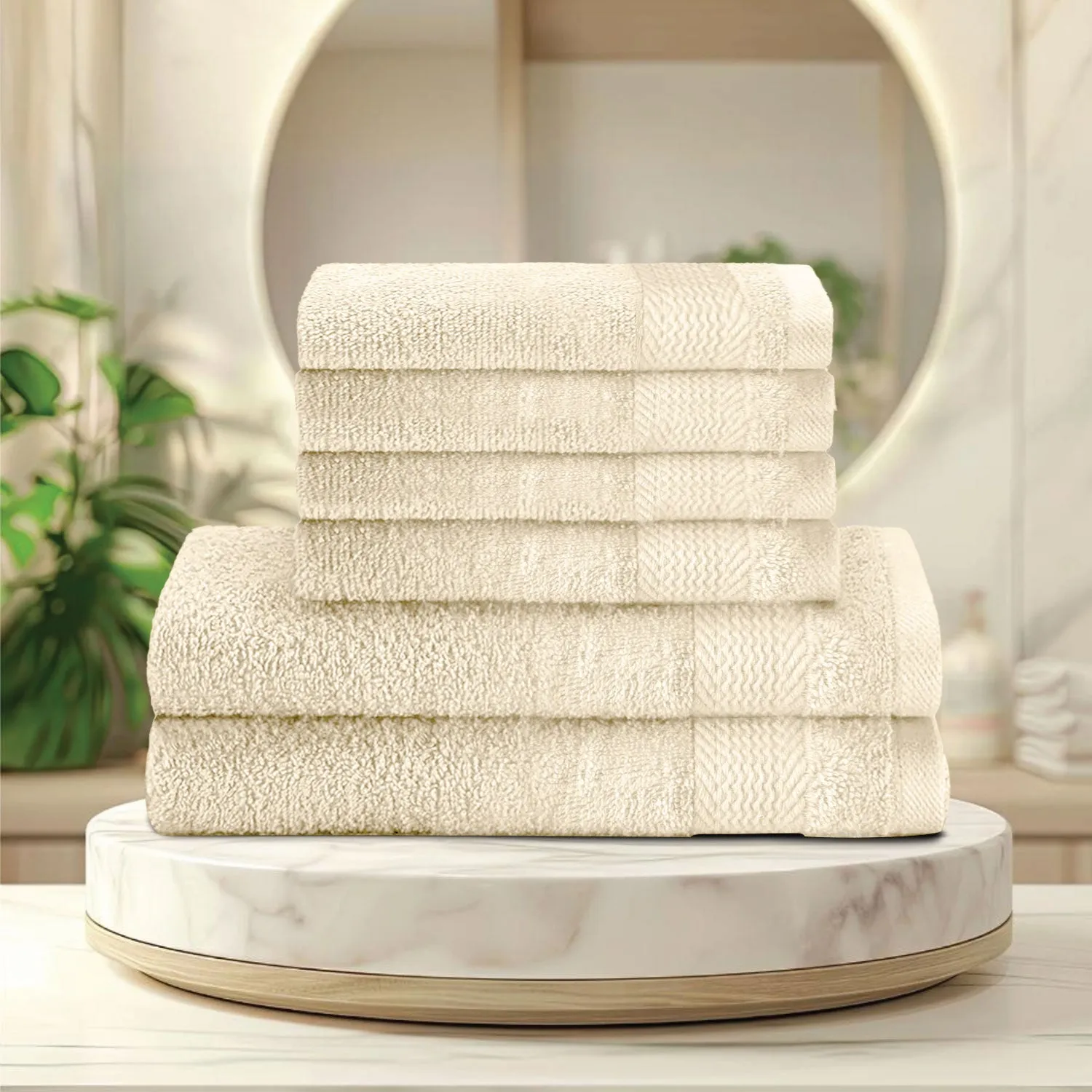 Cotton Face Towel and Hand Towel 6 Piece Set-Soft Feel, Quick Dry, Highly Absorbent Durable Towels