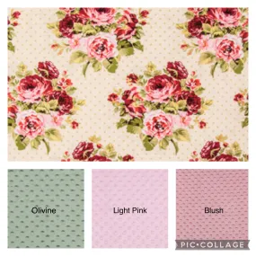 Cream Floral Roses and Dots Calico- Weighted Blanket or Lap Pad Cotton Fabric - Toddler, Child, Teen, Adult -Dot Minky - Anxiety, Sleep.