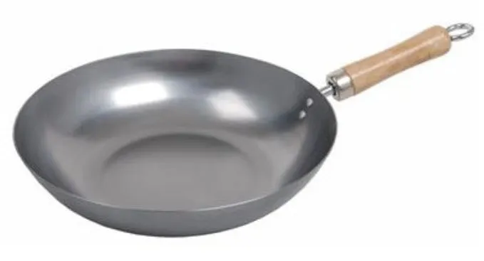 Cuisena 30cm Carbon Steel Stir Fry Wok With Flat Bottom Base