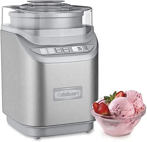 Cuisinart ICE-70P1 Cool Creations 2-Quart Soft Service, Brushed Chrome, Ice Cream Maker with Countdown Timer