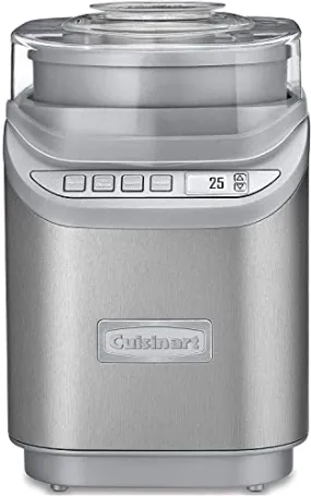 Cuisinart ICE-70P1 Cool Creations 2-Quart Soft Service, Brushed Chrome, Ice Cream Maker with Countdown Timer