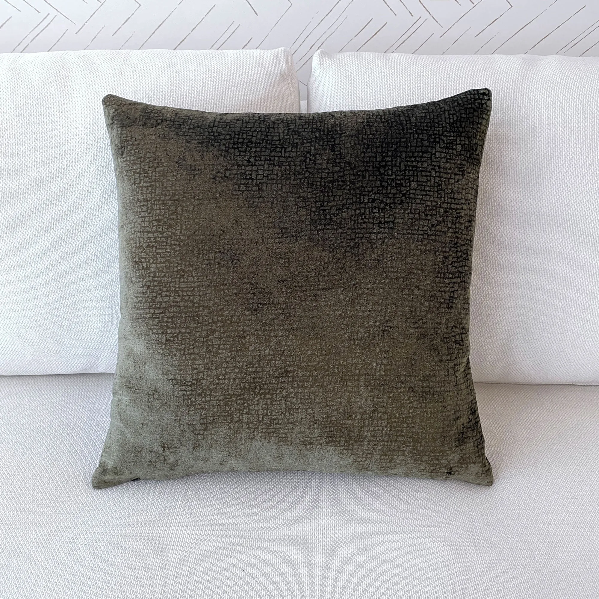 Dawning Olive Textured Throw Pillow Cover 20x20