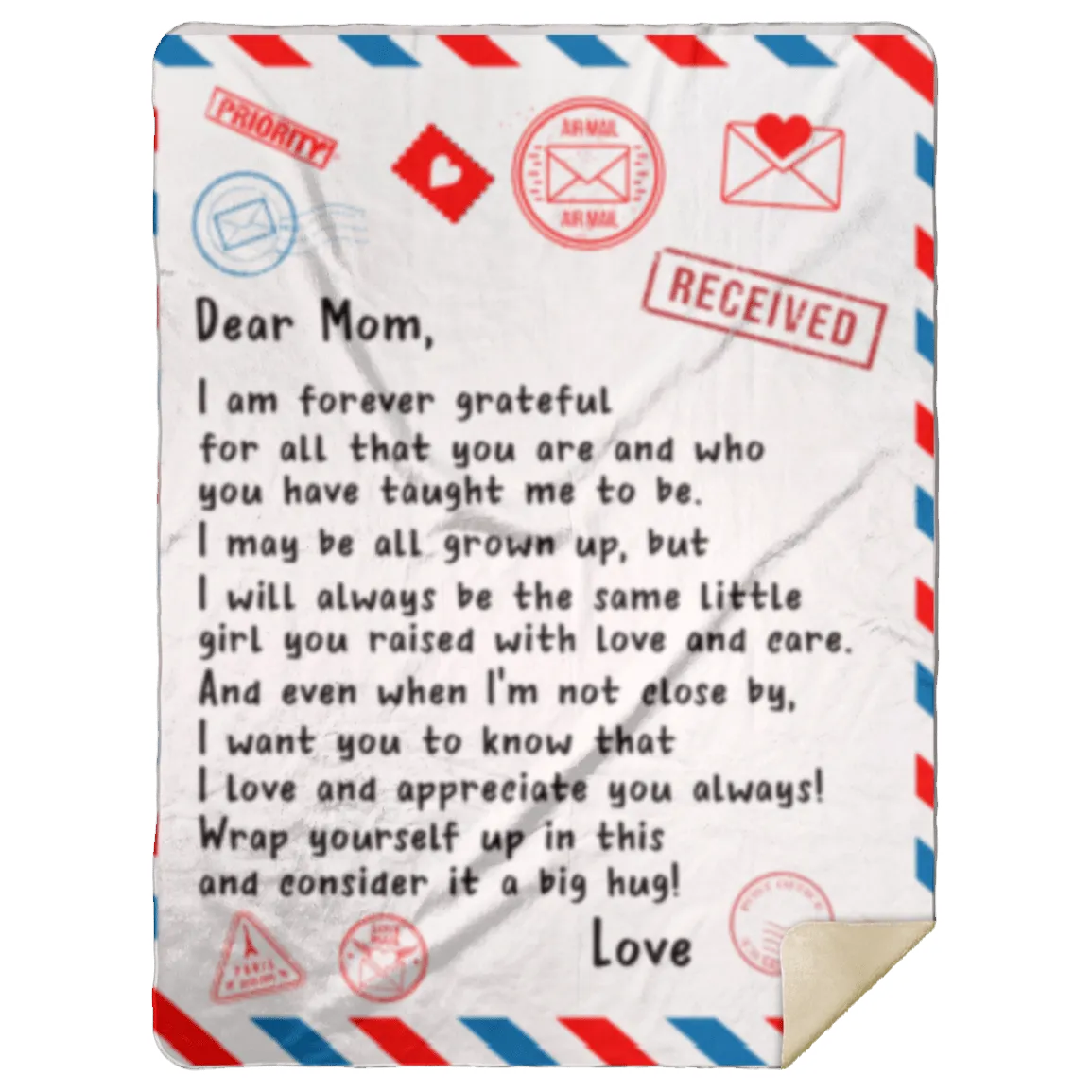 Dear Mom Letter Blanket