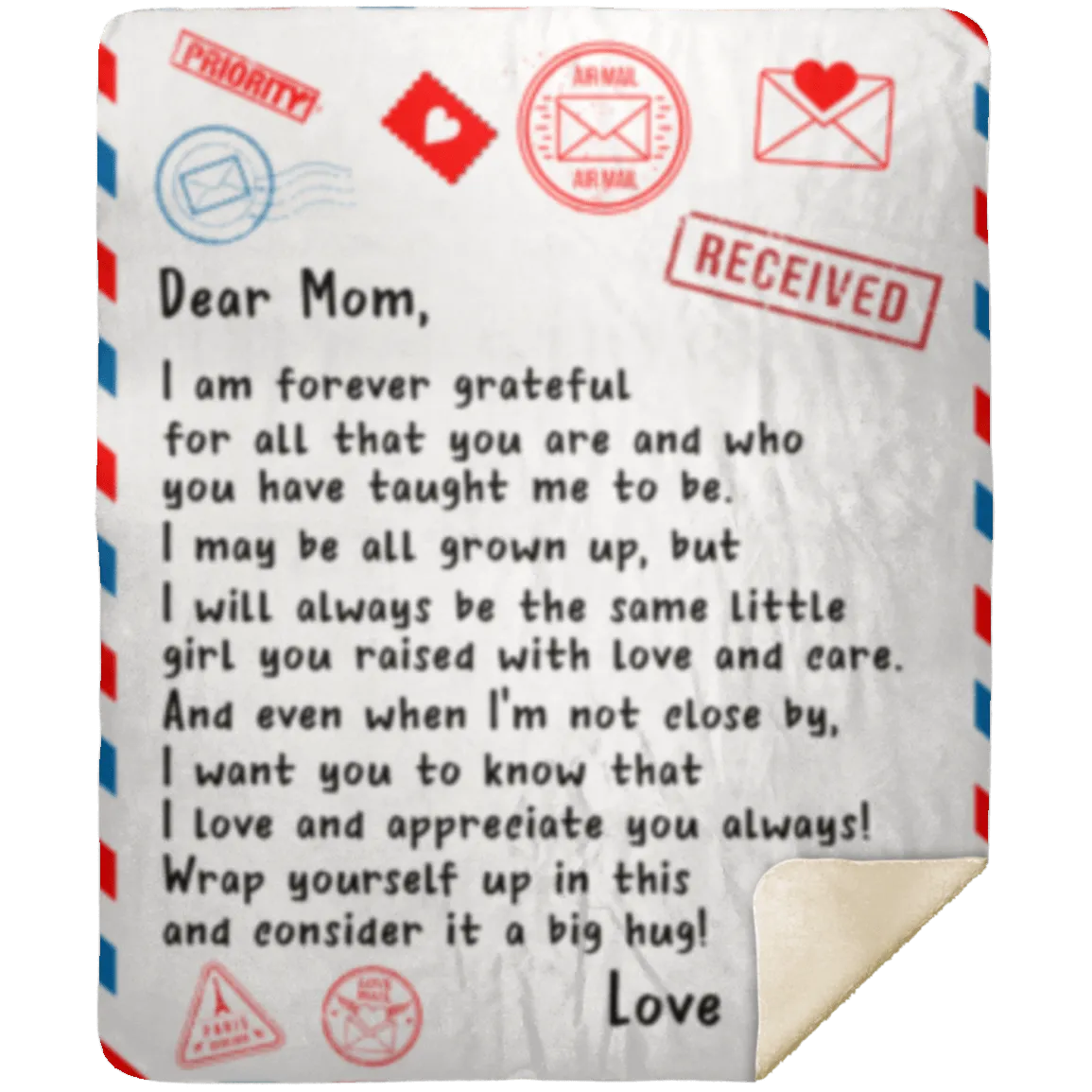 Dear Mom Letter Blanket