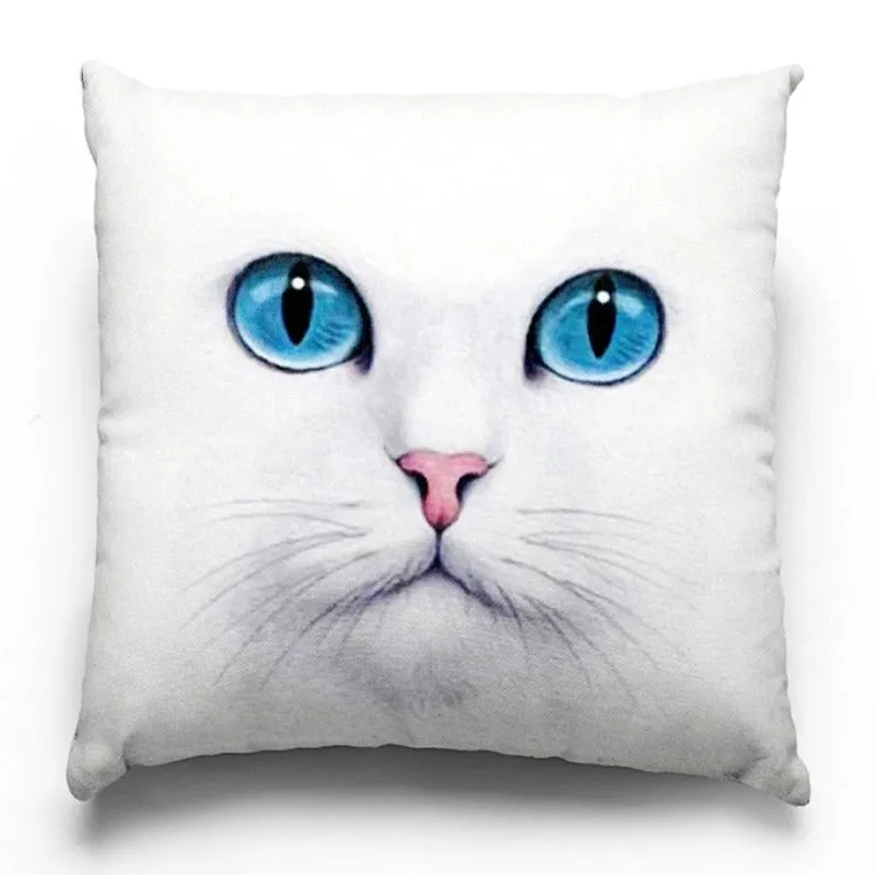 Decorative Cat Pillowcases - White Cat With Blue Eyes