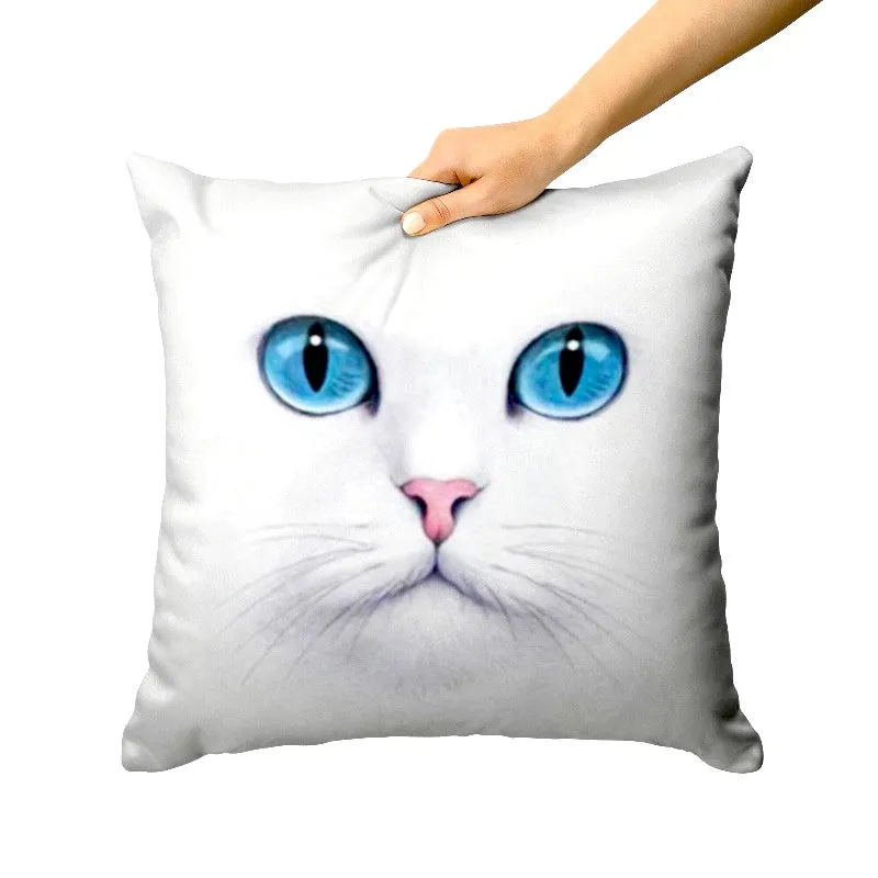 Decorative Cat Pillowcases - White Cat With Blue Eyes