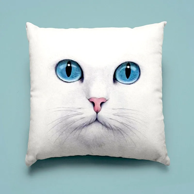 Decorative Cat Pillowcases - White Cat With Blue Eyes