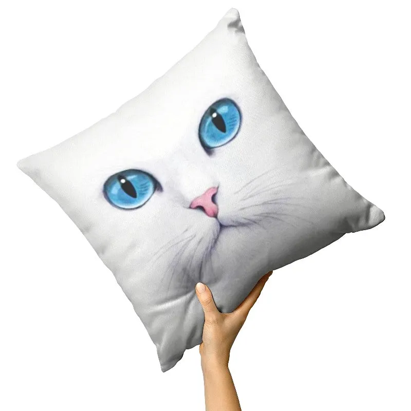 Decorative Cat Pillowcases - White Cat With Blue Eyes