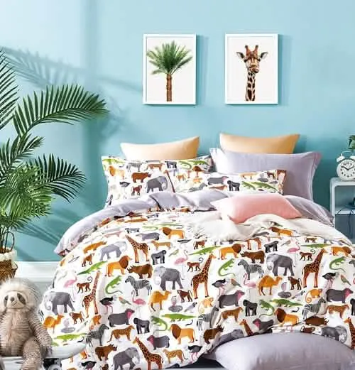 Delightful Reversible Animal Pattern Kids Cotton Comforter Set