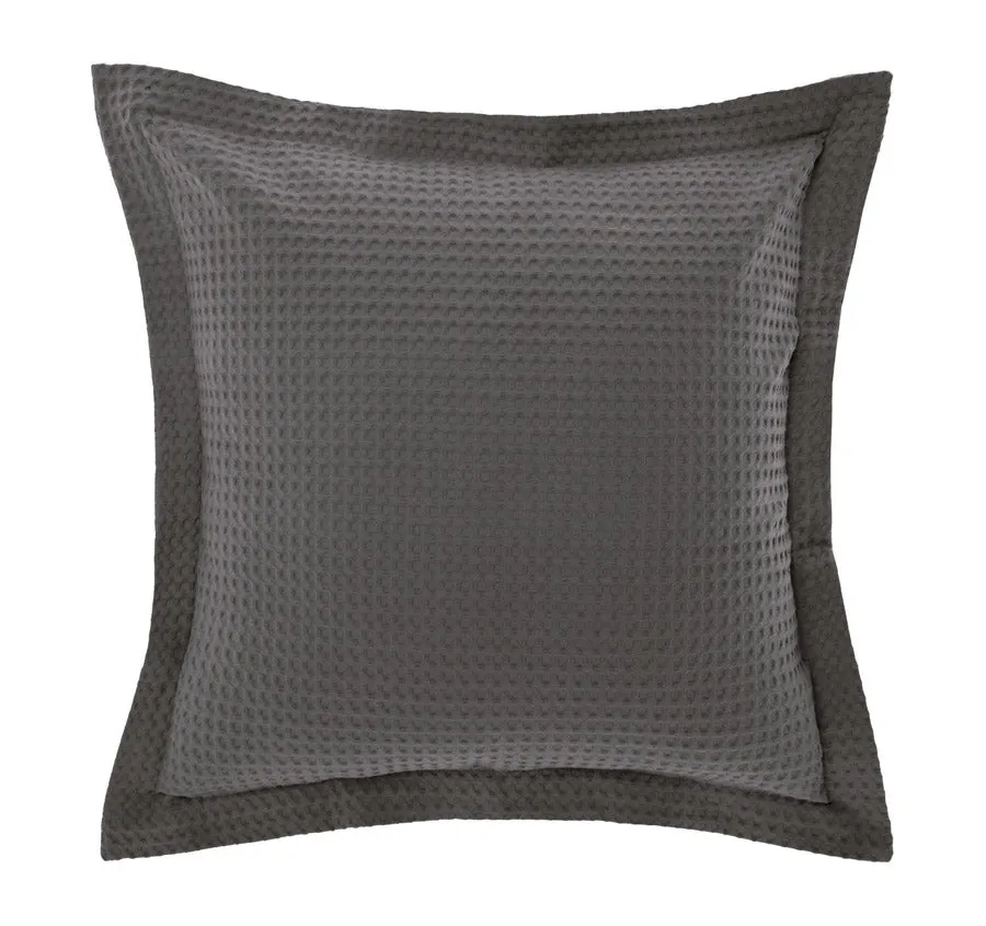 Deluxe Waffle European Pillowcase Charcoal