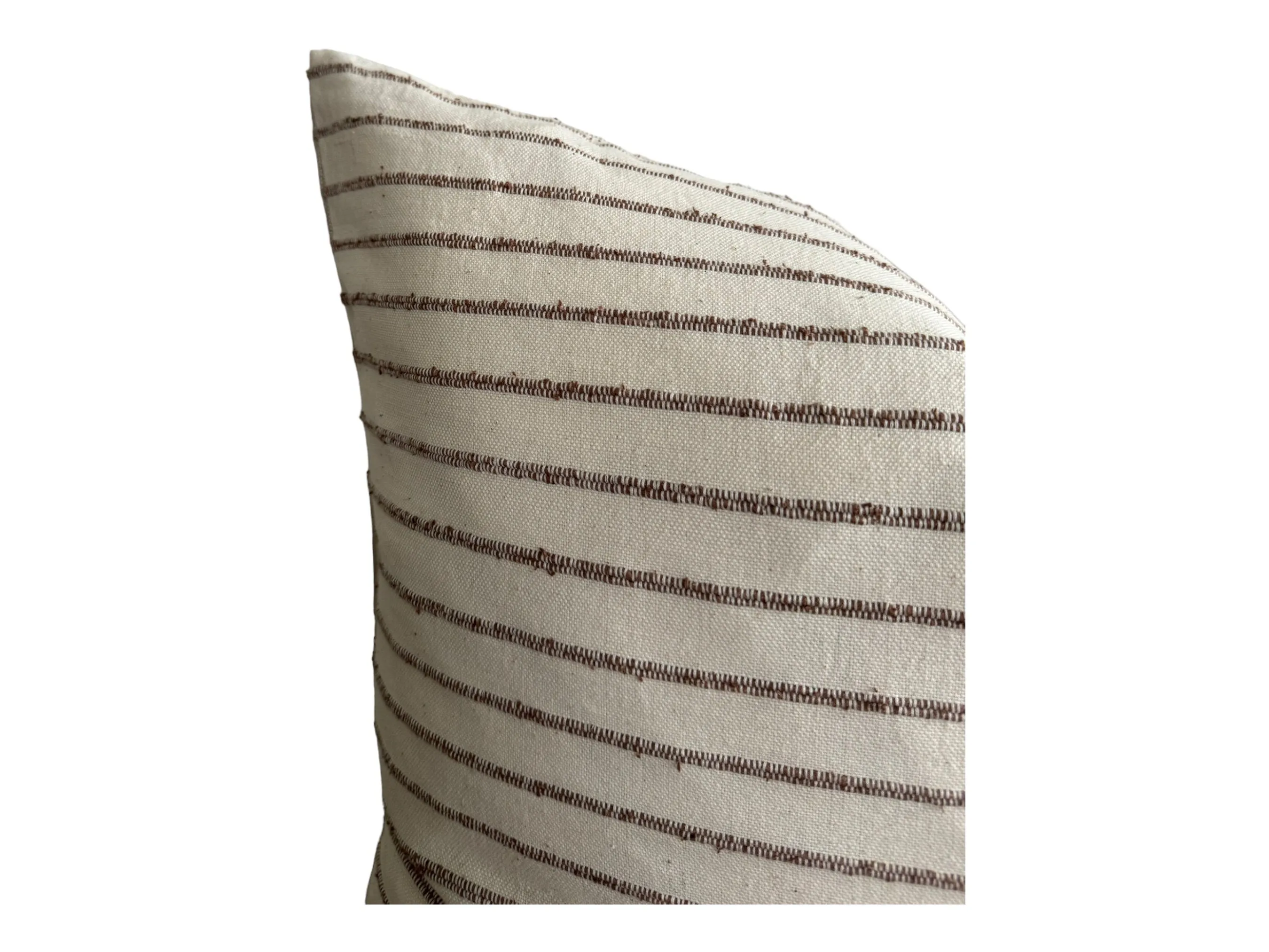 Designer "Bellevue" Woven Brown Slub Stripe Pillow Cover