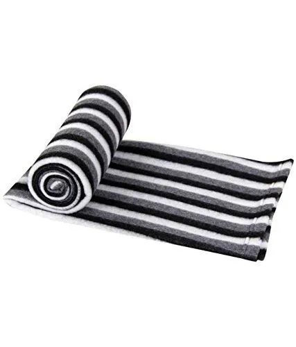 Devil Single Bed Ac Fleece Blanket Size :Single :60X90 Inch Pack of 1 - Black and White Stripes