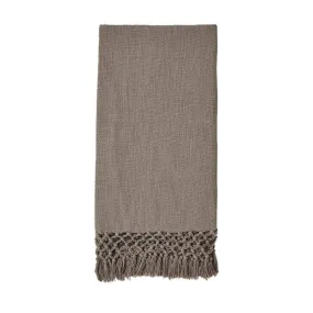 DISC-Gray Macrame Throw Blanket