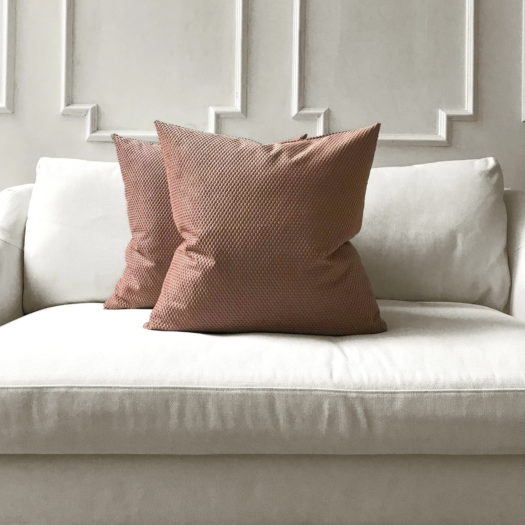 Dusty Rose Chenille Dot Throw Pillow Cover 24x24