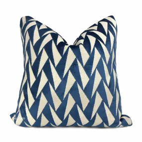 Easton Blue & Cream Triangles Velvet Pillow Cover