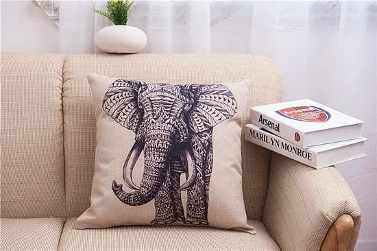 Elegant Elephant Printed Decorative Pillow Cases