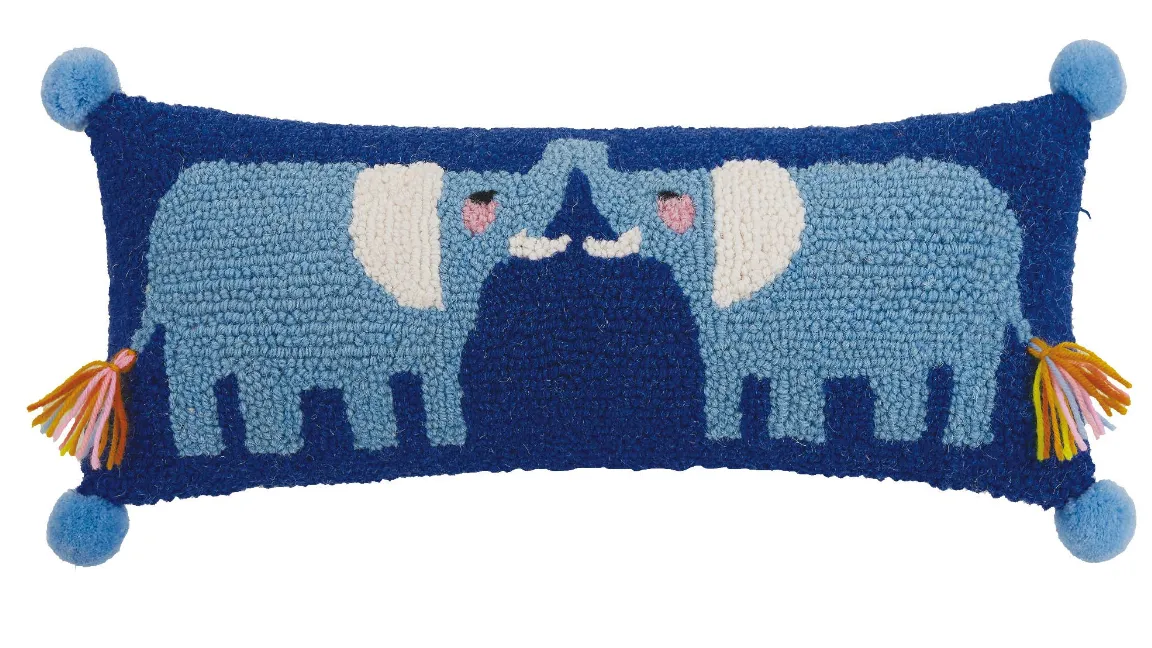 Elephant Pillow w/ Pom & Tassels