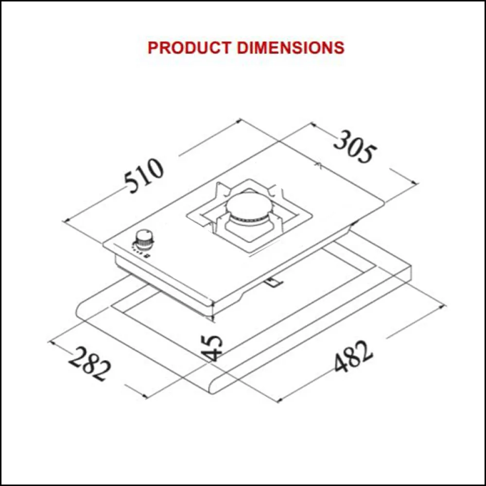 Euro Appliances EMJG30WSX 30cm Domino Wok Natural Gas Cooktop - Special Order