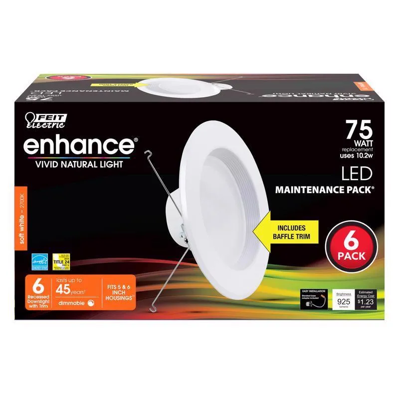 Feit Enhance Soft White 5-6 in. W LED Dimmable Recessed Downlight 10.2 W