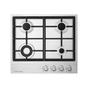 Fisher   Paykel CG604DNGX1 600mm Wide Gas on Steel 4 Burner Chrome Pinstripe Detail - Natural Gas -