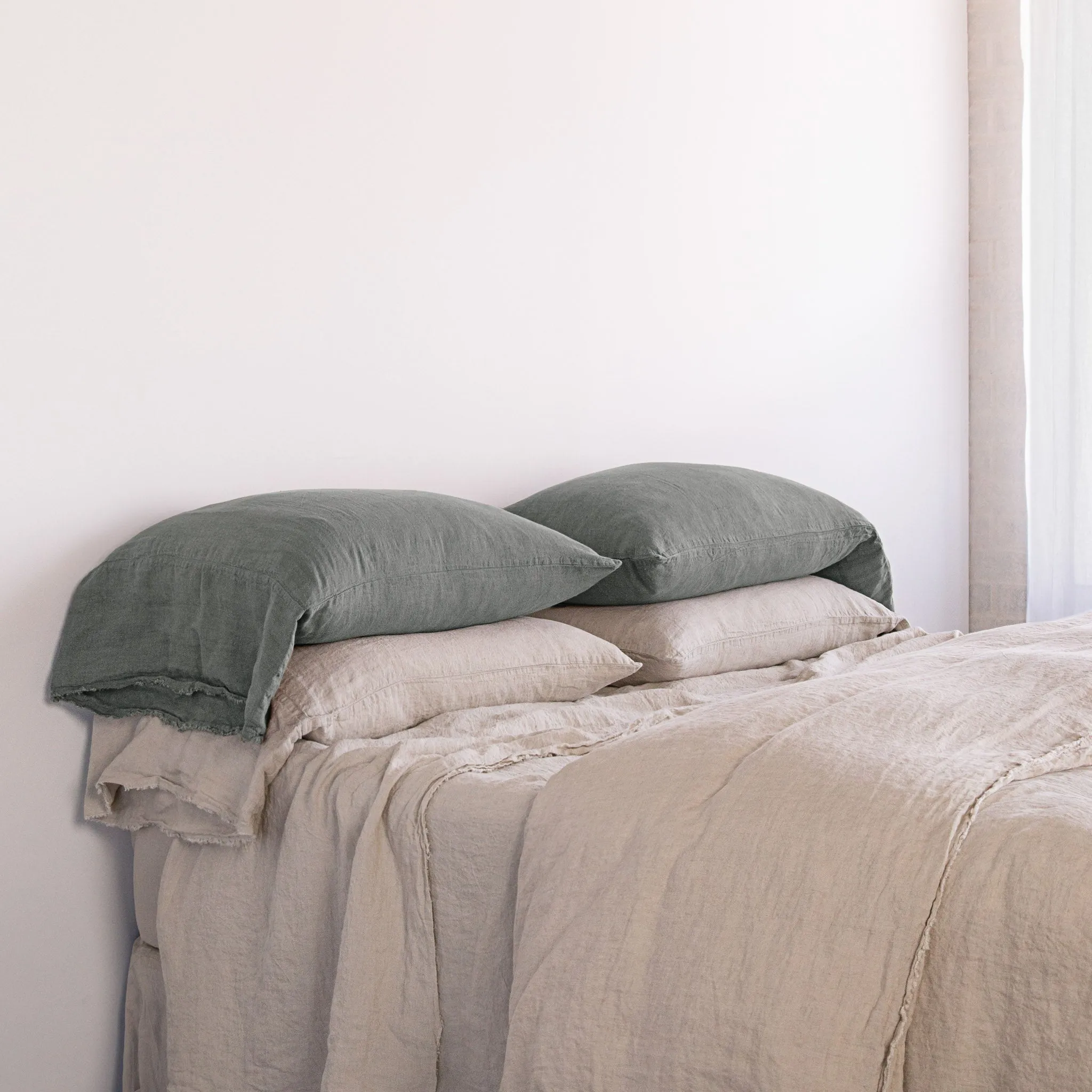 Flocca Long Linen Pillowcase - Mare