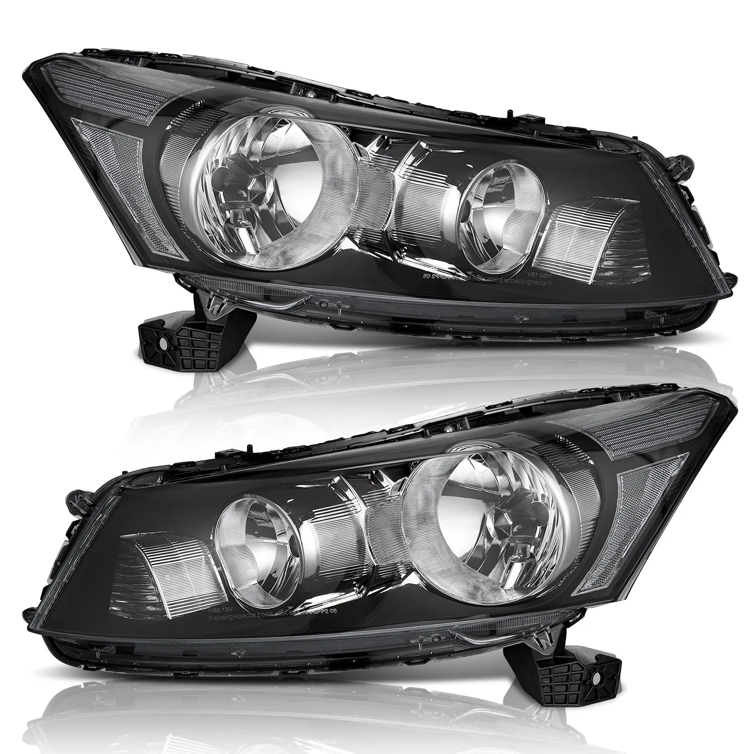 For 2008-2012 Honda Accord 4Dr Sedan Headlight (Black)