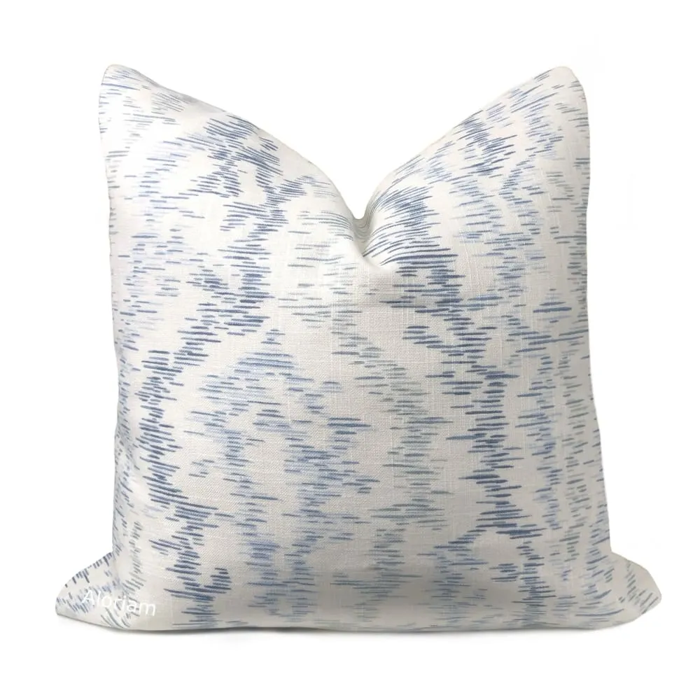 French General Provincial Moire Chambray Blue White Pillow Cover