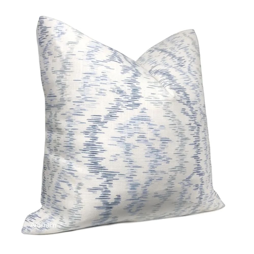 French General Provincial Moire Chambray Blue White Pillow Cover