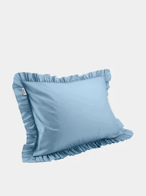 Full Size Cotton Ruffled Pillowcase, Butterfly Blue